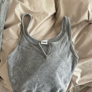 TNA Heather Gray Ribbed Tank Top